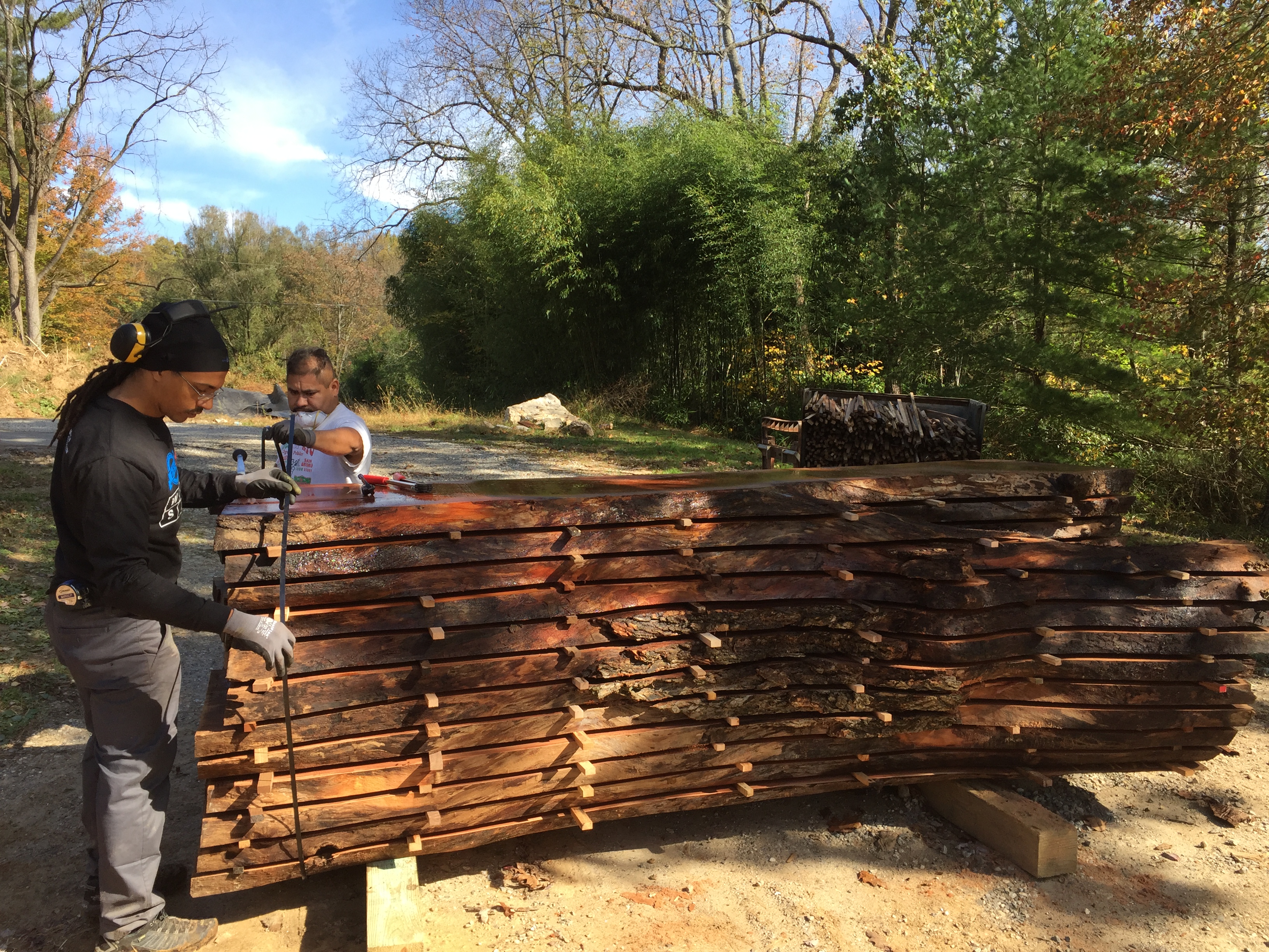 Gorgeous Black Walnut saved from the landfill.  Milled and Drying.  More to come…