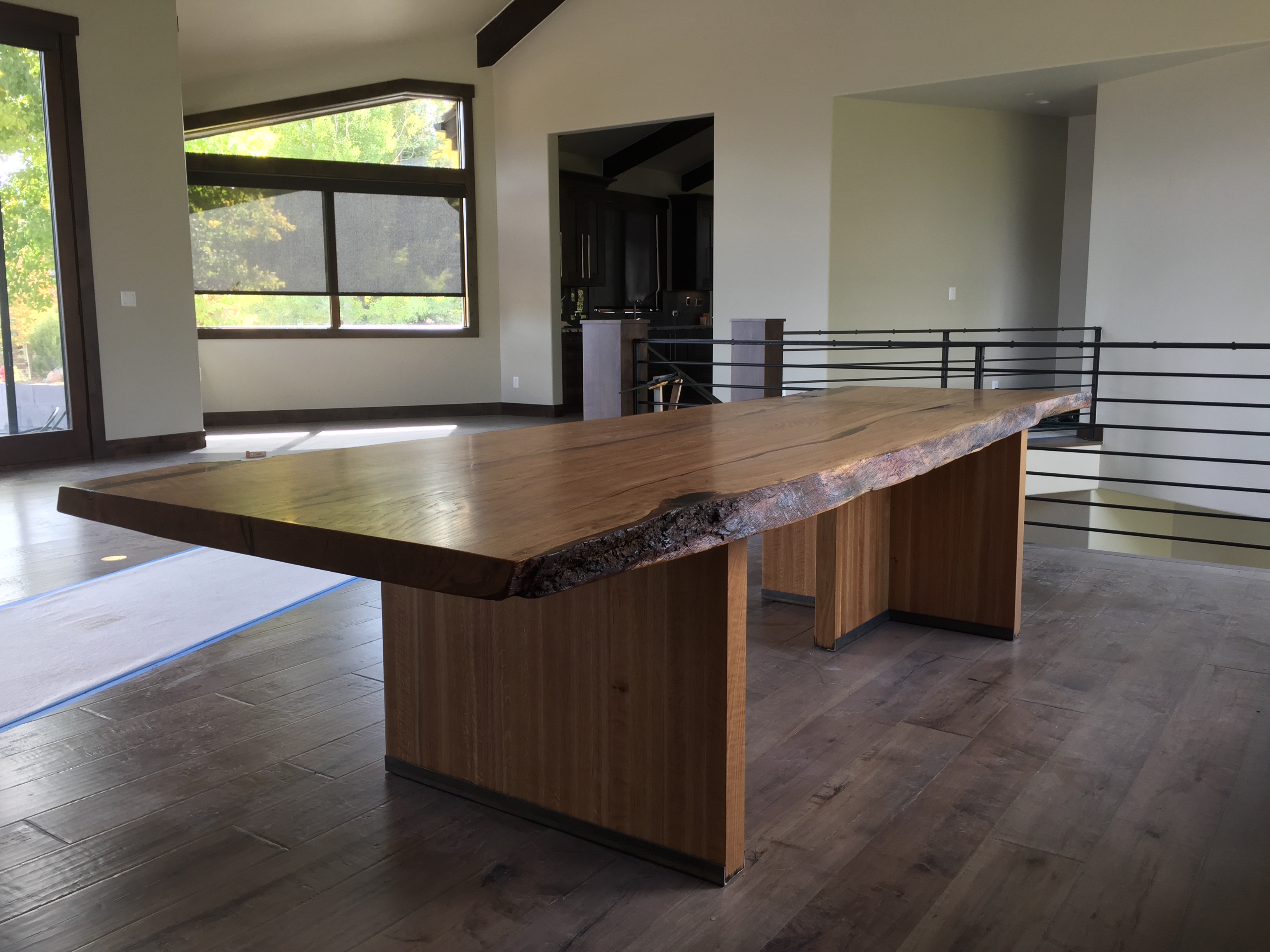 Massive White Oak Live Edge Slab Dining Table in Cordillera, Colorado